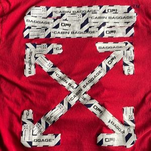 Red vigil abloh off -White Tee